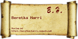 Beretka Harri névjegykártya